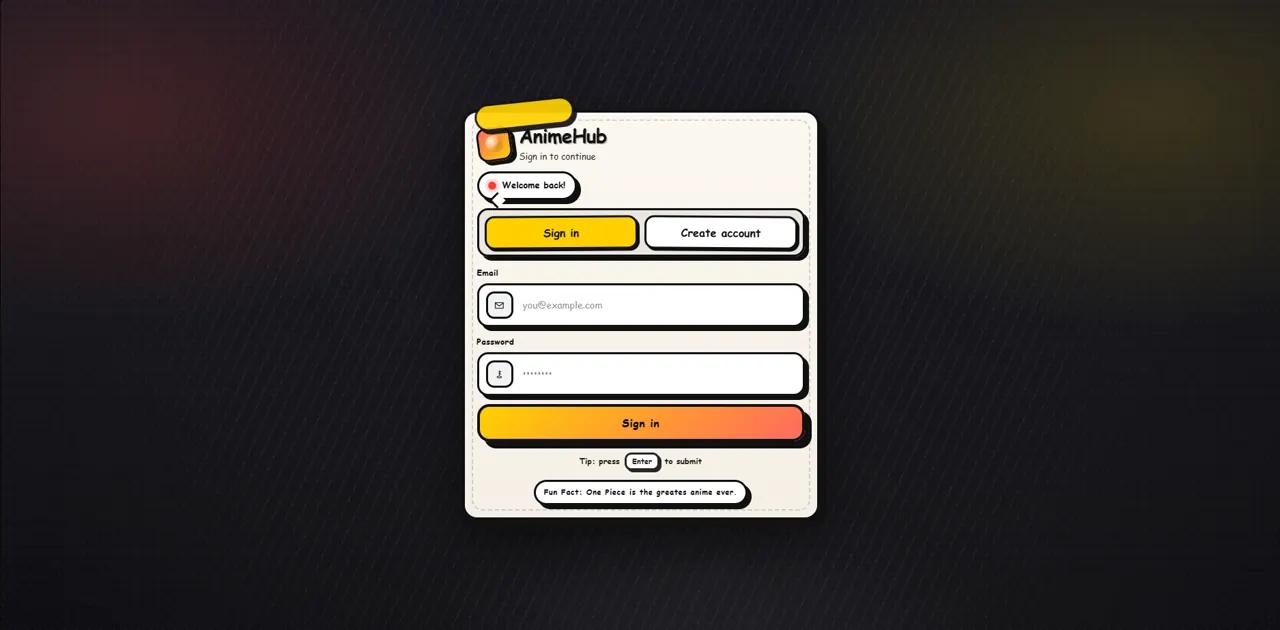 AnimeHub user tracking screen